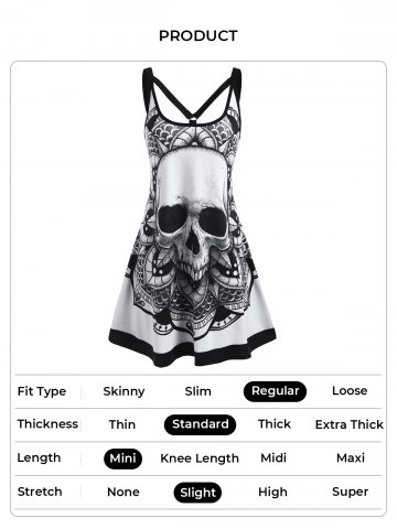 Skull Flower Strappy O Ring Tank Dress