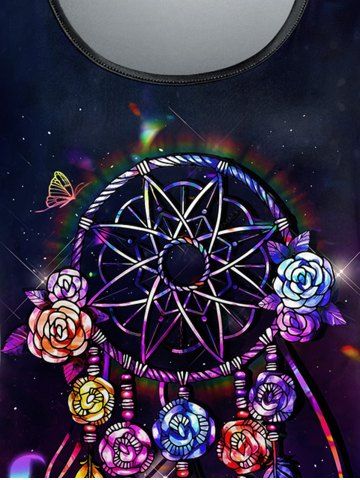 Plus Size Galaxy Feather Butterfly Flower Dreamcatcher Print T-shirt
