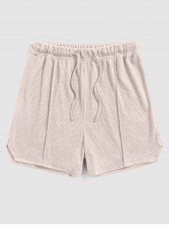Textured Side Slit Drawstring Shorts -  
