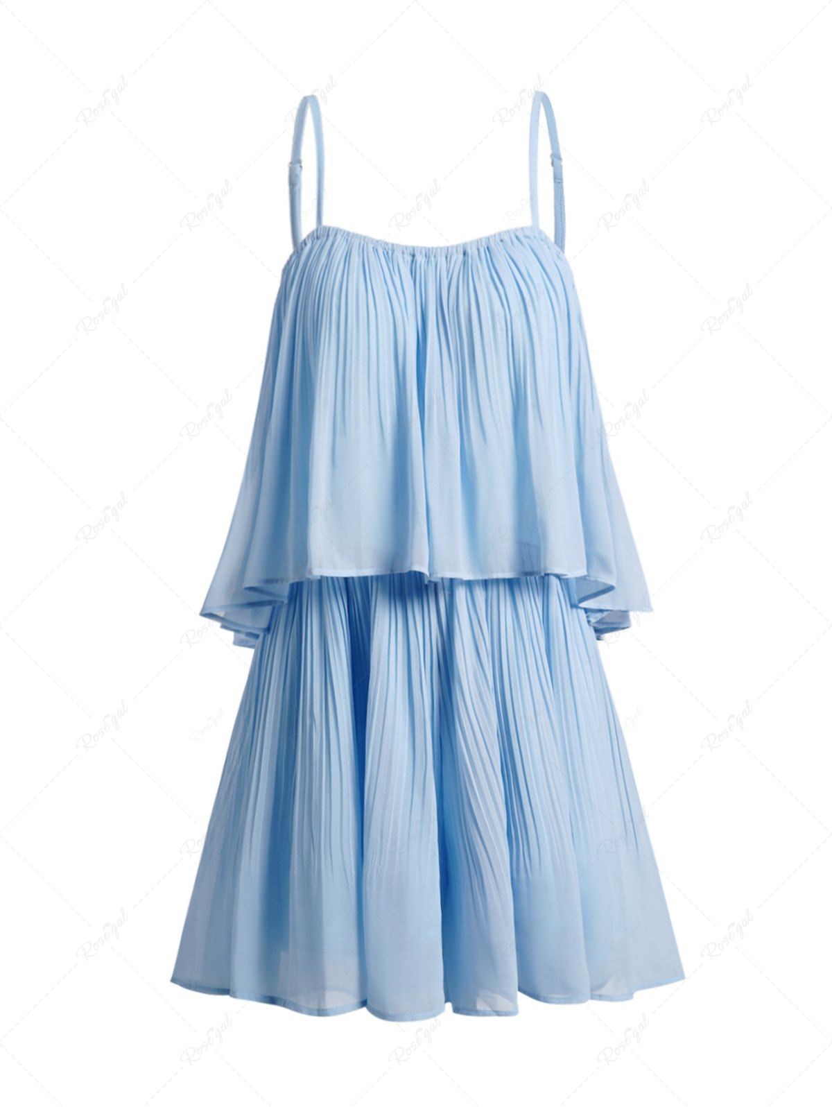 Store Pleated Layered Adjustable Strap Mini Chiffon Romper  