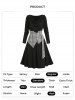 Plaid Print Insert Draped Self Belted O Ring Long Sleeve A Line Mini Casual Dress -  