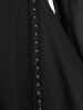 Gothic Cinched Ruched Rings Bell Sleeve Cold Shoulder Top -  