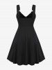 Plus Size Chains Grommets PU Leather Stripes Zipper Ruched Tank Dress -  