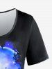T-shirt Gothique Ange Papillon Galaxie Imprimés à Paillettes - Noir 2X