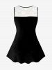 Gothic Floral Lace Back Sun Moon Print Tank Top -  