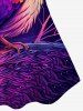 Plus Size Tree Owl Print Floral Lace Back Tank Top -  