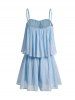 Pleated Layered Adjustable Strap Mini Chiffon Romper -  