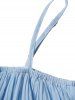 Pleated Layered Adjustable Strap Mini Chiffon Romper -  