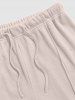 Textured Side Slit Drawstring Shorts -  