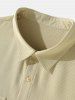 Men's Basic Plain Color Double Flap Pockets Design Textured Button Front Short Sleeves Shirt and Shorts Casual Set -  
