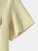 Men's Basic Plain Color Double Flap Pockets Design Textured Button Front Short Sleeves Shirt and Shorts Casual Set -  