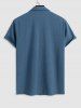 Men's Solid Color Lapel Collar Short Sleeves Front Pocket Design Button Up Casual Shirt -  