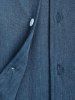 Men's Solid Color Lapel Collar Short Sleeves Front Pocket Design Button Up Casual Shirt -  