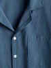 Men's Solid Color Lapel Collar Short Sleeves Front Pocket Design Button Up Casual Shirt -  