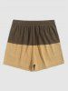 Men's Two Tone Colorblock Ribbed Textured Smile Face Embroidered Drawstring Casual Shorts -  