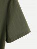 Men's Solid Color Double Front Pockets Design Zip Up Turndown Collar Tie Up Rompers -  
