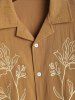 ZAFUL Men's Flower Plant Abstract Embroidery Lapel Collar Short Sleeves Vacation Shirt -  