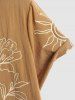 ZAFUL Men's Flower Plant Abstract Embroidery Lapel Collar Short Sleeves Vacation Shirt -  