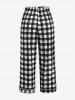 Plus Size V Neck Top and Plaid Heart Print Tied Pants Pajamas Set -  