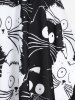 Maillot de Bain Tankini Chat Imprimé de Grande Taille à Lacets - Noir L | US 12