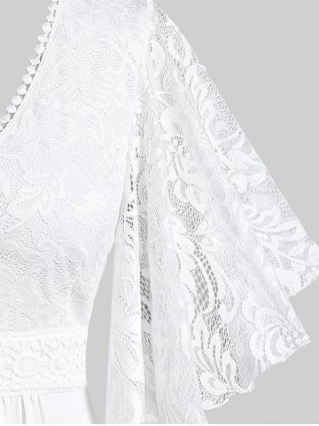 Plus Size Lace Panel Butterfly Sleeve Blouse