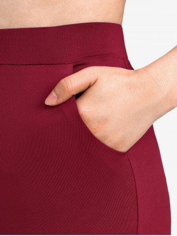 Plus Size Pockets Lace Trim Braided Leggings