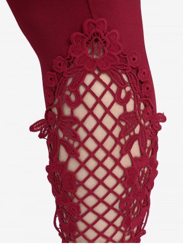 Plus Size Pockets Lace Trim Braided Leggings