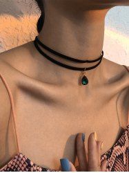 Vintage Faux Crystal Decor Double-Layered Choker Necklace -  