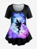Gothic Galaxy Butterfly Angel Glitter Printed T-shirt and Pockets Capri Leggings Outfit -  