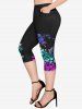 Gothic Galaxy Butterfly Angel Glitter Printed T-shirt and Pockets Capri Leggings Outfit -  