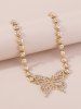 Vintage Rhinestone Decor Butterfly Necklace -  