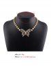 Vintage Rhinestone Decor Butterfly Necklace -  