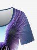 Owl Tree Flower Print T-shirt and Capri Leggings Plus Size Outfits -  