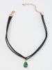 Vintage Faux Crystal Decor Double-Layered Choker Necklace -  