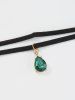 Vintage Faux Crystal Decor Double-Layered Choker Necklace -  