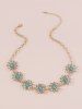Collier Vintage Fleur en Faux Cristal - Bleu 