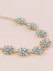 Collier Vintage Fleur en Faux Cristal - Bleu 