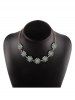 Collier Vintage Fleur en Faux Cristal - Bleu 