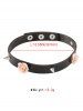 Punk PU Leather Studded Flower Choker -  