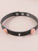 Punk PU Leather Studded Flower Choker -  
