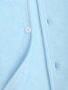 Men's Solid Color Lapel Collar Terry Cloth Textured Short Sleeves Shirt -  