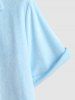 Men's Solid Color Lapel Collar Terry Cloth Textured Short Sleeves Shirt -  
