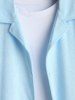 Men's Solid Color Lapel Collar Terry Cloth Textured Short Sleeves Shirt -  