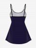 Gothic Sheep Head Feather Print Boyleg Tankini Swimsuit (Adjustable Shoulder Strap) -  