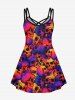 Gothic Skulls Print Crisscross Cami Dress -  