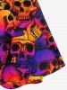 Gothic Skulls Print Crisscross Cami Dress -  
