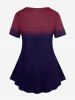 Gothic Sheep Head Feather Colorblock Print T-shirt -  