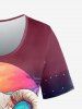 Gothic Sheep Head Feather Colorblock Print T-shirt -  