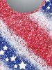 Plus Size Patriotic American Flag Print T-shirt -  