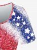 Plus Size Patriotic American Flag Print T-shirt -  